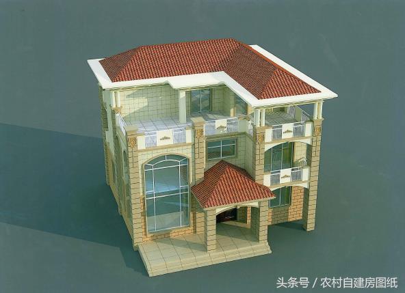 三層農(nóng)村豪華別墅設(shè)計圖，12X10米，主體造價40萬，裝修80萬，全村第一豪