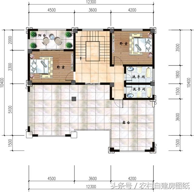 三層農(nóng)村豪華別墅設(shè)計圖，12X10米，主體造價40萬，裝修80萬，全村第一豪