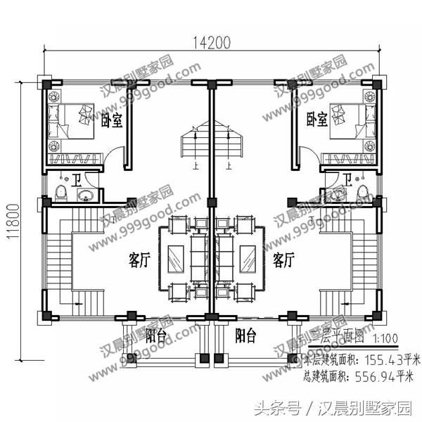 雙拼四層別墅自建房，14.2X11.8米，戶型方正，氣派落地窗，蓋好了后誰看誰眼紅！