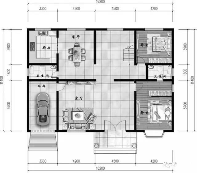 16×11米3廳7臥農(nóng)村二層自建房，造價35萬，帶閣樓