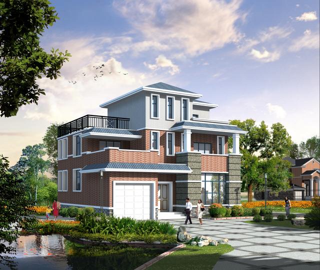 三層農(nóng)村自建房，9.8*12.8，6間臥室，簡單實用。