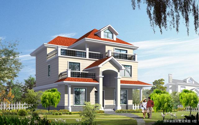 三層農(nóng)村自建房，9.8*12.8，6間臥室，簡單實用。