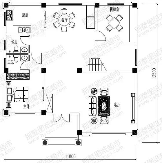 三層歐式別墅設(shè)計(jì)圖，11.8x12.5米，有棋牌室、多功能廳，含7個(gè)臥室，案例2最美，案例3花了50萬