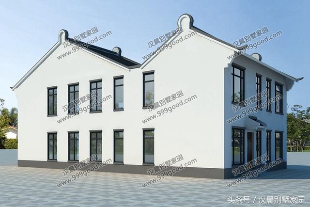 2棟新中式別墅設計圖，傳統(tǒng)形式結合現(xiàn)代建筑元素建成的三合院，當下農村蓋房的新選擇！