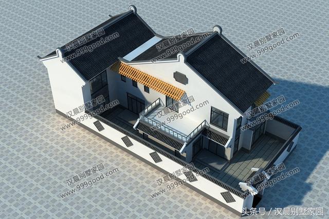 2棟新中式別墅設計圖，傳統(tǒng)形式結合現(xiàn)代建筑元素建成的三合院，當下農村蓋房的新選擇！