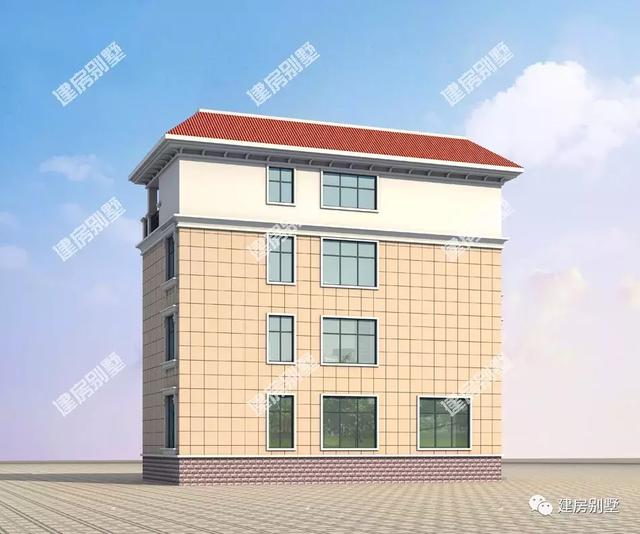 四層別墅設(shè)計圖，16×9.5米，外觀氣派，內(nèi)設(shè)小臺階，由里到外都很有檔次