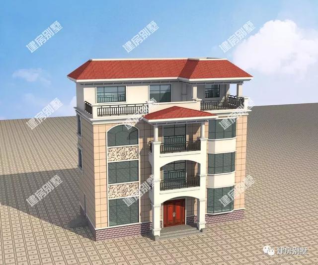 四層別墅設(shè)計圖，16×9.5米，外觀氣派，內(nèi)設(shè)小臺階，由里到外都很有檔次