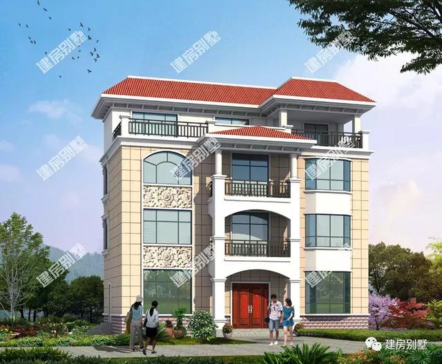 四層別墅設(shè)計圖，16×9.5米，外觀氣派，內(nèi)設(shè)小臺階，由里到外都很有檔次