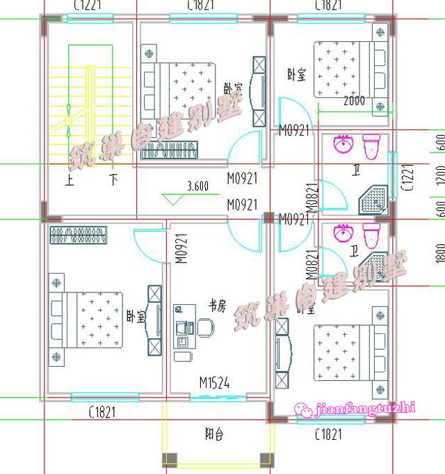 9x10米7臥3衛(wèi)三層農(nóng)村自建房別墅設(shè)計圖，外形清新簡潔，內(nèi)部空間規(guī)劃緊湊