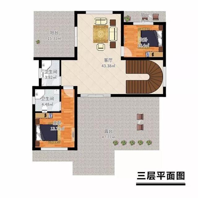 12×14米復式三層別墅設計圖，豪華氣派，時尚耐看，帶涼亭。