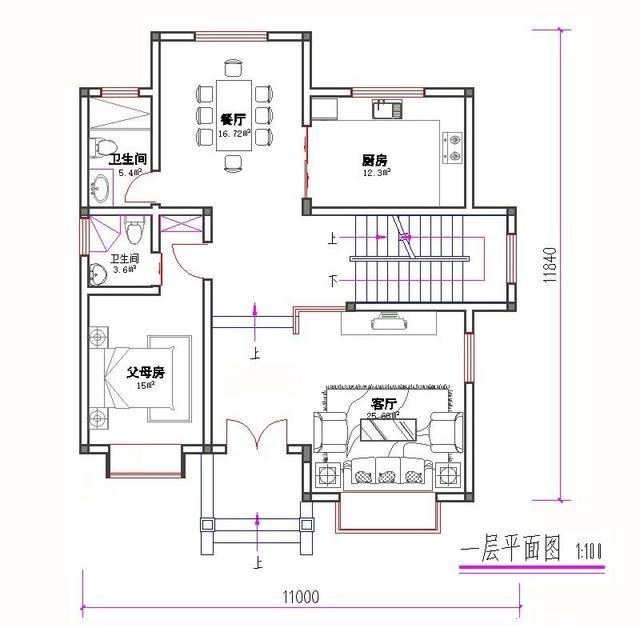 11×12米3廳5臥復(fù)式三層徽派風(fēng)格農(nóng)村自建房，戶型氣質(zhì)穩(wěn)重，造價(jià)35萬