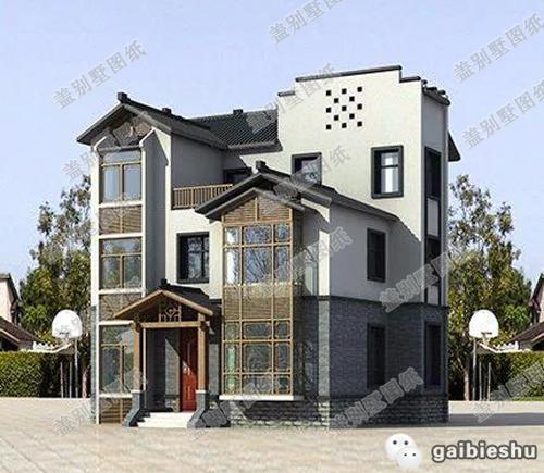 11×12米3廳5臥復(fù)式三層徽派風(fēng)格農(nóng)村自建房，戶型氣質(zhì)穩(wěn)重，造價(jià)35萬