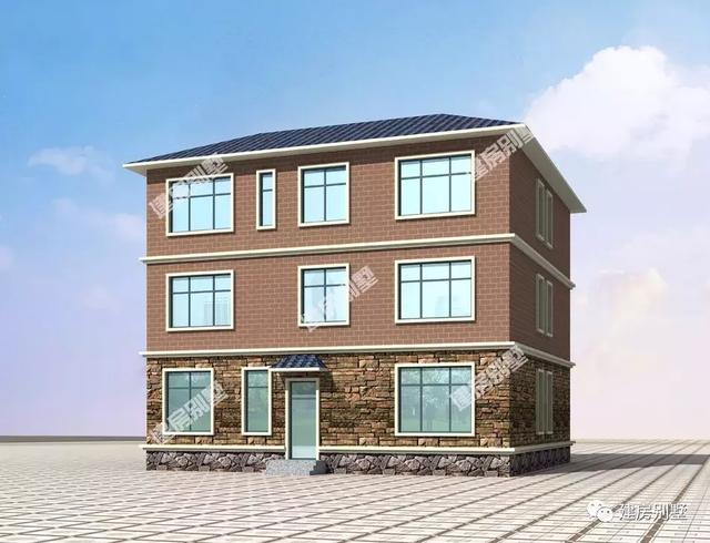 12.8×12.2米農(nóng)村三次別墅設(shè)計(jì)圖，布局很實(shí)用且主次臥設(shè)計(jì)分明