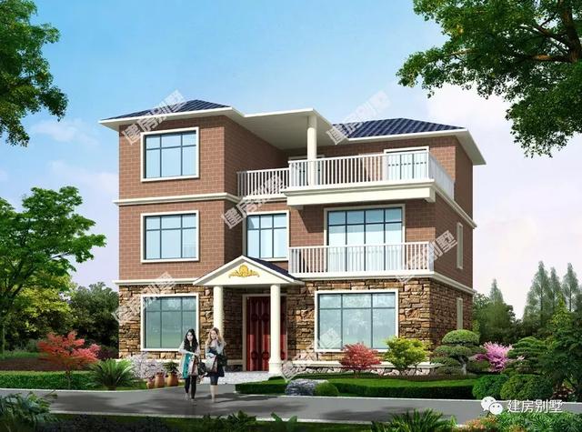 12.8×12.2米農(nóng)村三次別墅設(shè)計(jì)圖，布局很實(shí)用且主次臥設(shè)計(jì)分明