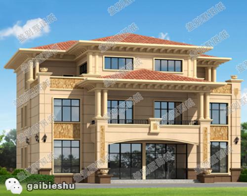 3廳9臥17×14三層獨(dú)棟別墅設(shè)計(jì)圖，帶陽光房豪華套間，造價(jià)60萬