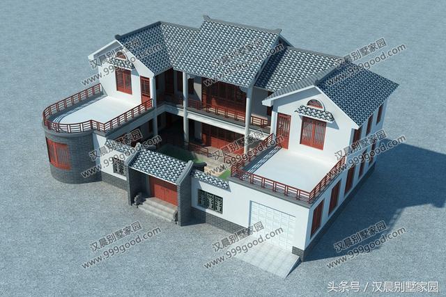 農(nóng)村二層中式三合院，18.3X11.6米，做夢都想蓋的復(fù)古典雅別墅