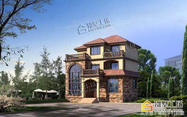 農(nóng)村三層別墅設(shè)計圖，12X10.4m，經(jīng)典三層歐式風(fēng)格，造價30萬帶地下室復(fù)式客廳