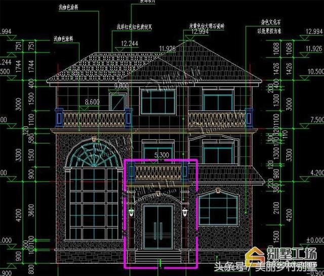 農(nóng)村三層別墅設(shè)計圖，12X10.4m，經(jīng)典三層歐式風(fēng)格，造價30萬帶地下室復(fù)式客廳