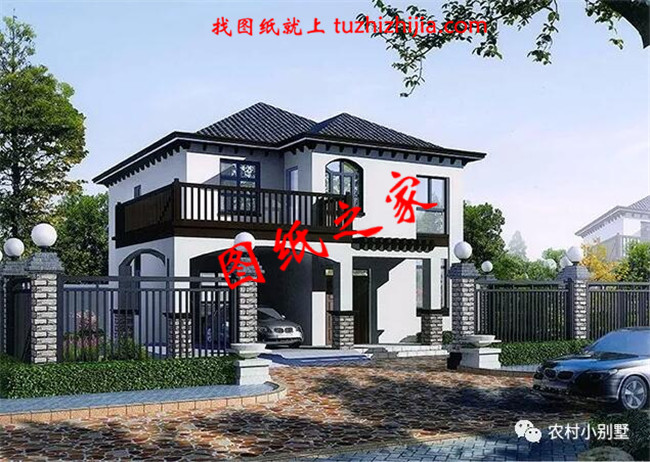 農(nóng)村18萬元二層小樓圖，帶開放式車庫