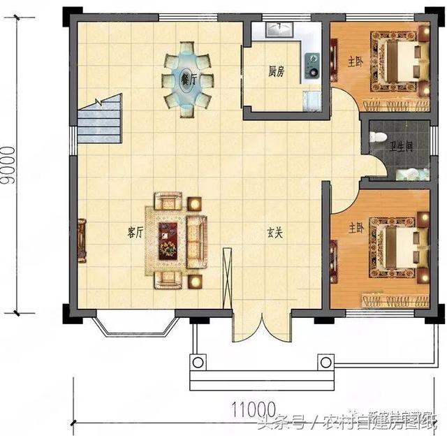 7款小戶型二層農(nóng)村別墅圖，5款帶堂屋，占地100平左右