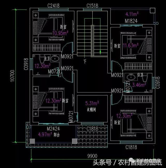 7款小戶型二層農(nóng)村別墅圖，5款帶堂屋，占地100平左右