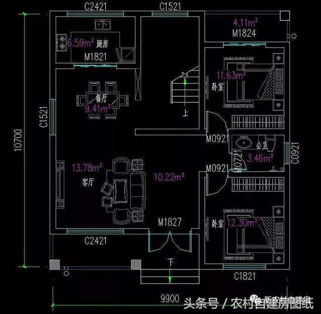 7款小戶型二層農(nóng)村別墅圖，5款帶堂屋，占地100平左右