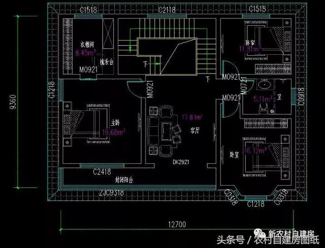7款小戶型二層農(nóng)村別墅圖，5款帶堂屋，占地100平左右