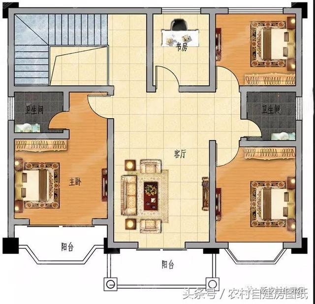 7款小戶型二層農(nóng)村別墅圖，5款帶堂屋，占地100平左右