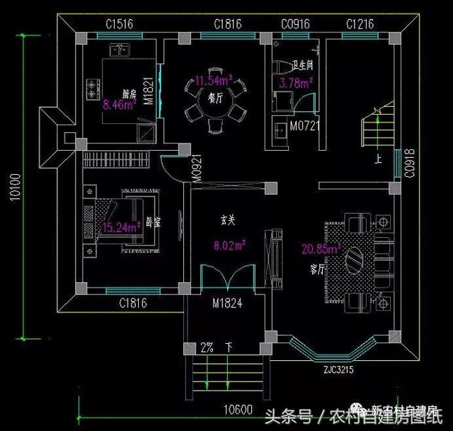 7款小戶型二層農(nóng)村別墅圖，5款帶堂屋，占地100平左右