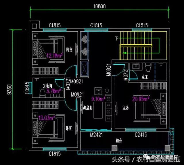7款小戶型二層農(nóng)村別墅圖，5款帶堂屋，占地100平左右
