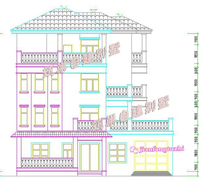  15x11米四層抗震框架結(jié)構(gòu)別墅設(shè)計(jì)圖效果圖，主次分明，干濕分區(qū)，套間+獨(dú)立車庫(kù)！