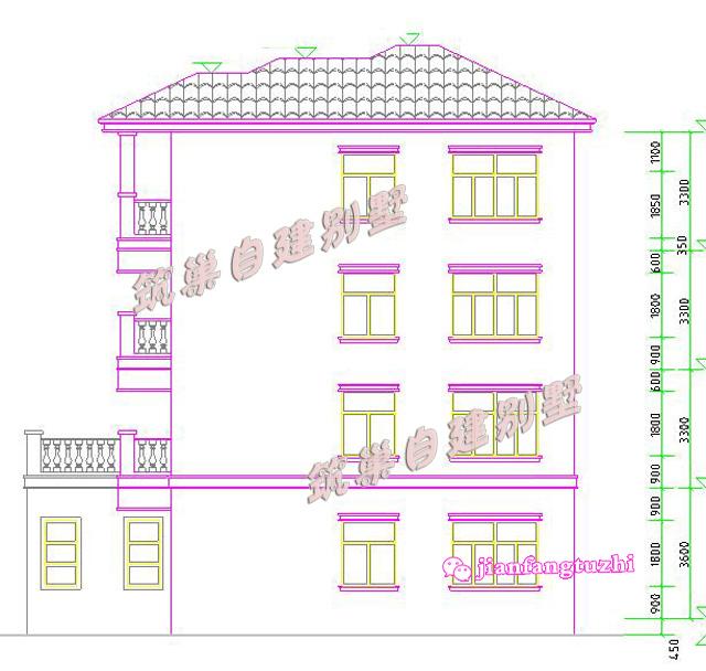  15x11米四層抗震框架結(jié)構(gòu)別墅設(shè)計(jì)圖效果圖，主次分明，干濕分區(qū)，套間+獨(dú)立車庫(kù)！
