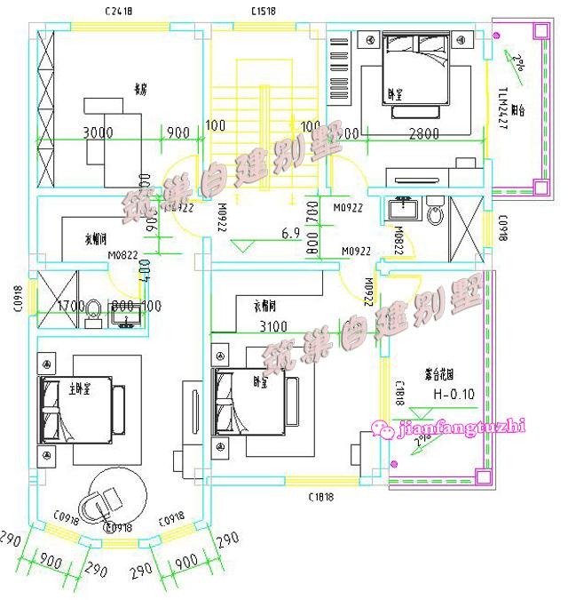  15x11米四層抗震框架結(jié)構(gòu)別墅設(shè)計(jì)圖效果圖，主次分明，干濕分區(qū)，套間+獨(dú)立車庫(kù)！