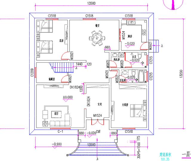 14×13米30萬3廳6臥帶臥室套房二層歐式田園風(fēng)格私家別墅施工效果圖