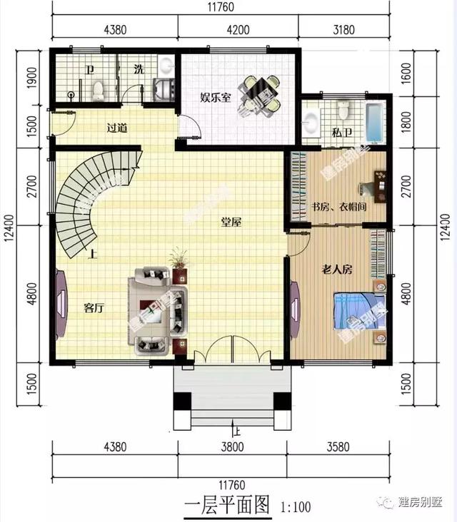 11.8×12.4米三層別墅設(shè)計圖，外觀和布局讓我膜拜，父母們真的住上這樣的洋房真的是既方便又夠有面子