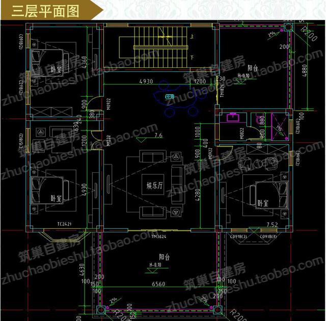 2款奢華三層開間面寬約15米農(nóng)村私家別墅施工設(shè)計圖效果圖，帶有多個超大落地窗