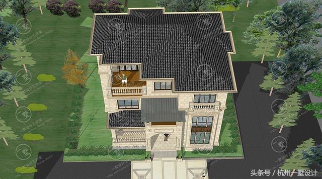 45萬占地137m2三層歐式別墅圖，3廳7臥帶活動室，室內(nèi)布局緊湊，功能完善齊全，實用美觀。