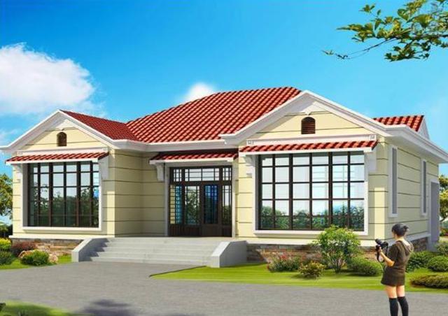 帶庭院一層鄉(xiāng)村自建房設(shè)計(jì)圖，非常適合老人小孩生活，18萬就可以住別墅