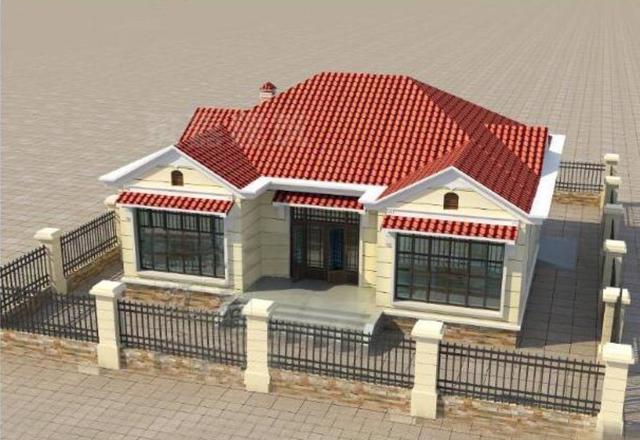 帶庭院一層鄉(xiāng)村自建房設(shè)計(jì)圖，非常適合老人小孩生活，18萬就可以住別墅