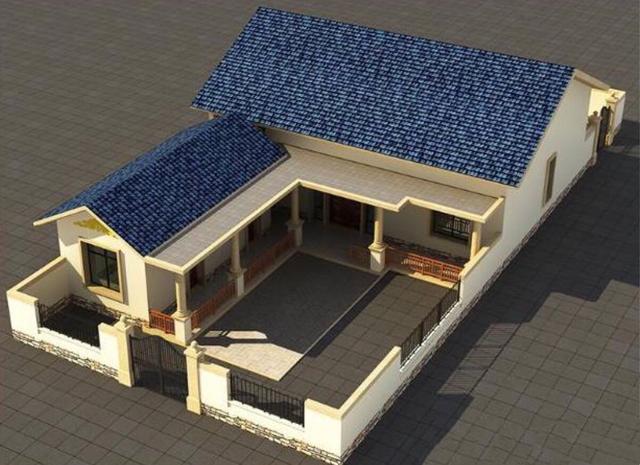 帶庭院一層鄉(xiāng)村自建房設(shè)計(jì)圖，非常適合老人小孩生活，18萬就可以住別墅