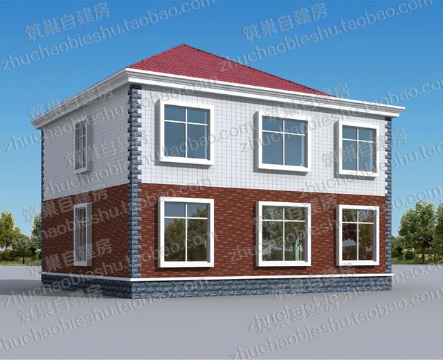 20萬11×10米3廳5臥帶娛樂室二層自建房施工圖效果圖，戶型設(shè)計簡單實用，施工難度低，適合農(nóng)村建造