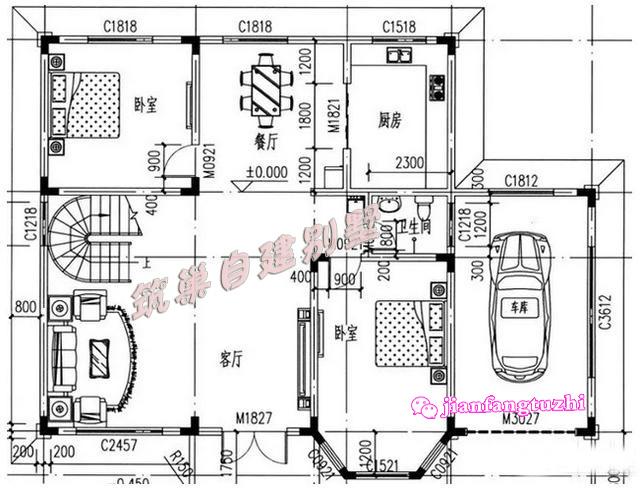 11x11米二層農(nóng)村別墅設(shè)計(jì)圖，1種布局4種配色，快來選一選