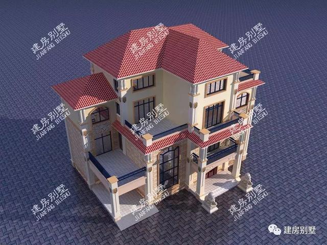 一棟四層豪華別墅圖，獨特耐看的外形讓人眼前一亮，主題造價80萬