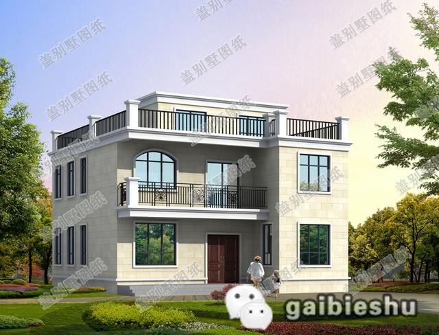 二層平屋頂磚混結(jié)構(gòu)農(nóng)村自建房11×12米25萬3廳4臥施工圖效果圖