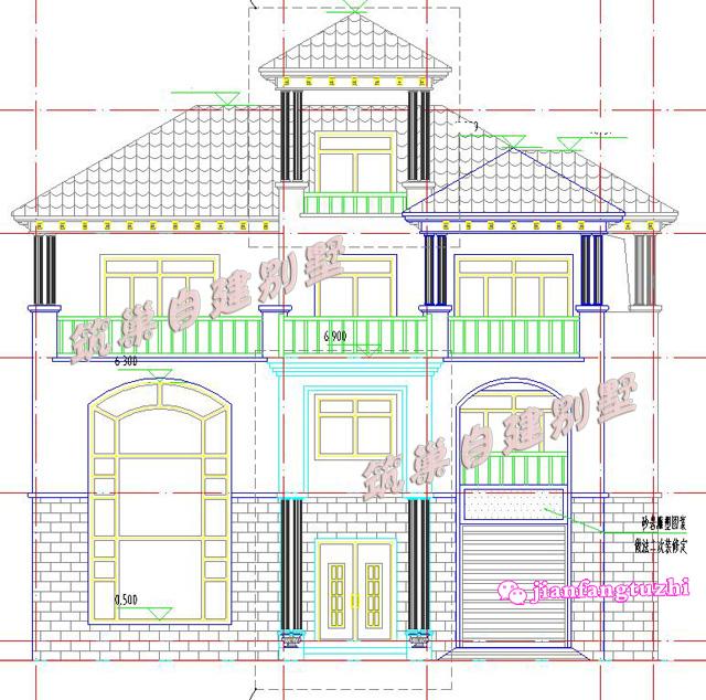 15x12米多陽臺環(huán)保舒適帶閣樓豪華美觀的三層別墅設(shè)計圖效果圖