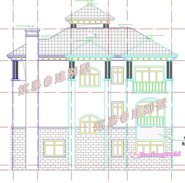 15x12米多陽臺環(huán)保舒適帶閣樓豪華美觀的三層別墅設(shè)計圖效果圖