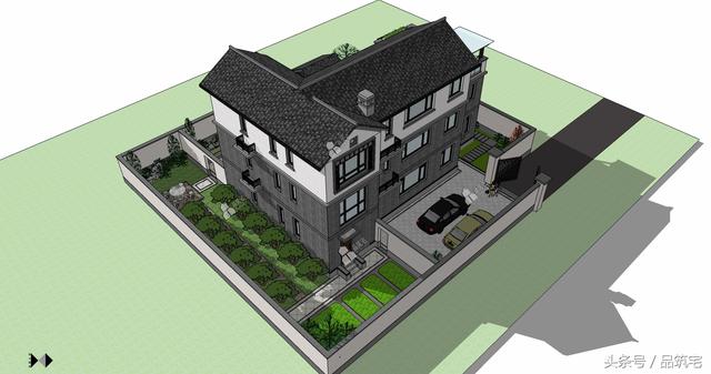 三層中式別墅設(shè)計(jì)圖，綠水青山白墻黛瓦，鄉(xiāng)間恬淡生活躍然眼前
