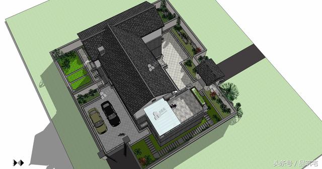 三層中式別墅設(shè)計(jì)圖，綠水青山白墻黛瓦，鄉(xiāng)間恬淡生活躍然眼前