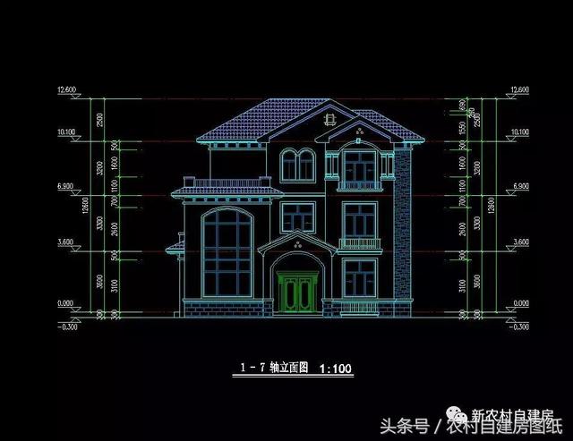 450平的復(fù)式三層豪華別墅設(shè)計圖，落地窗+大露臺，建套好房子能住一百年
