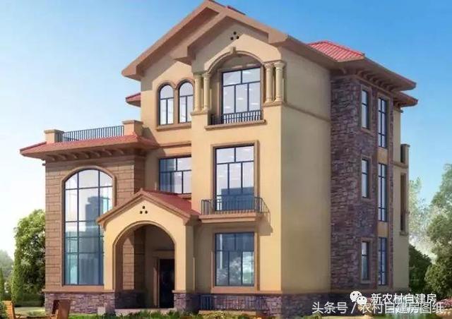 450平的復(fù)式三層豪華別墅設(shè)計圖，落地窗+大露臺，建套好房子能住一百年